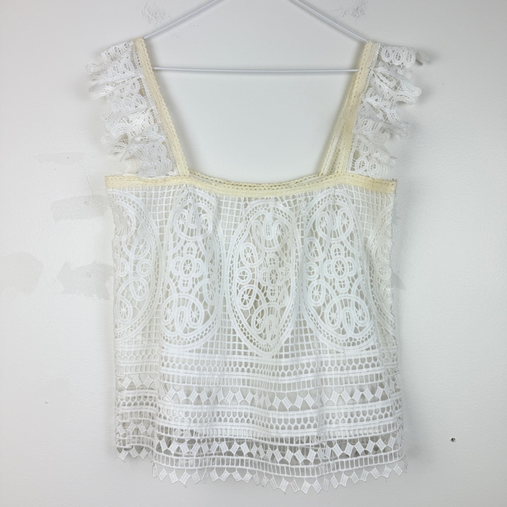 NWT In Bloom White Crochet Lace Tank Top Boho Festival Sleeveless Camisole